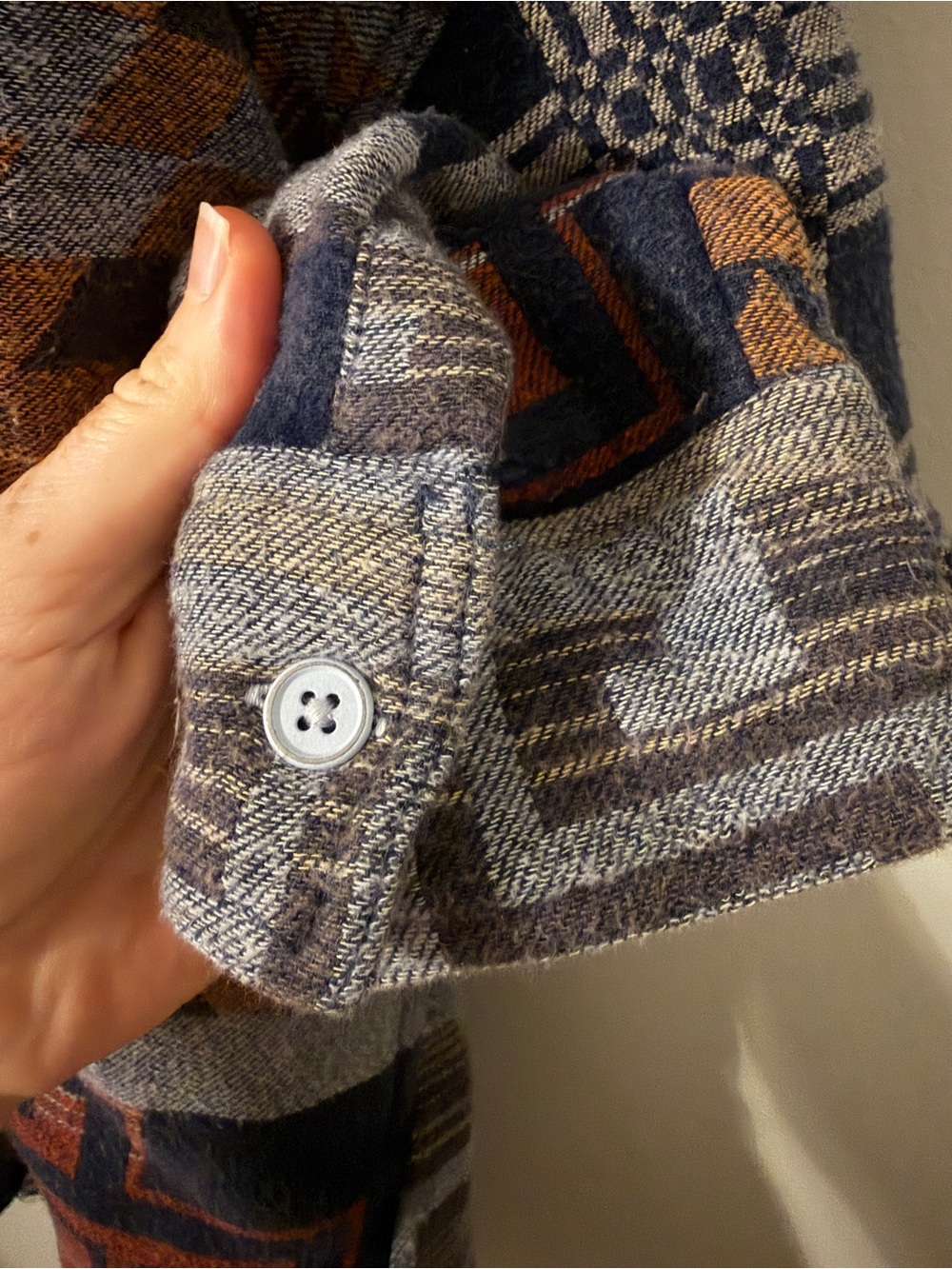 We The Free Arizona sky medium Aztec Button-Front Pullover in Navy, Gray & Brown - Picture 7 of 8